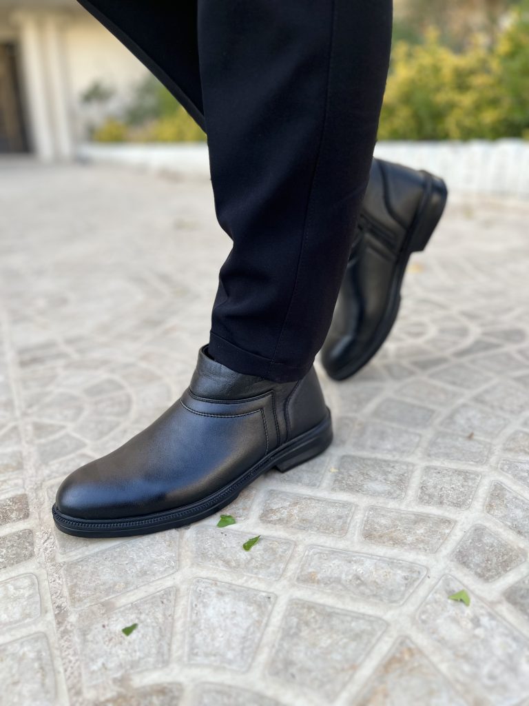 نیم بوت چرمی بغل زیپ مردانه