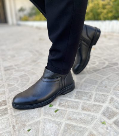 نیم بوت چرمی بغل زیپ مردانه
